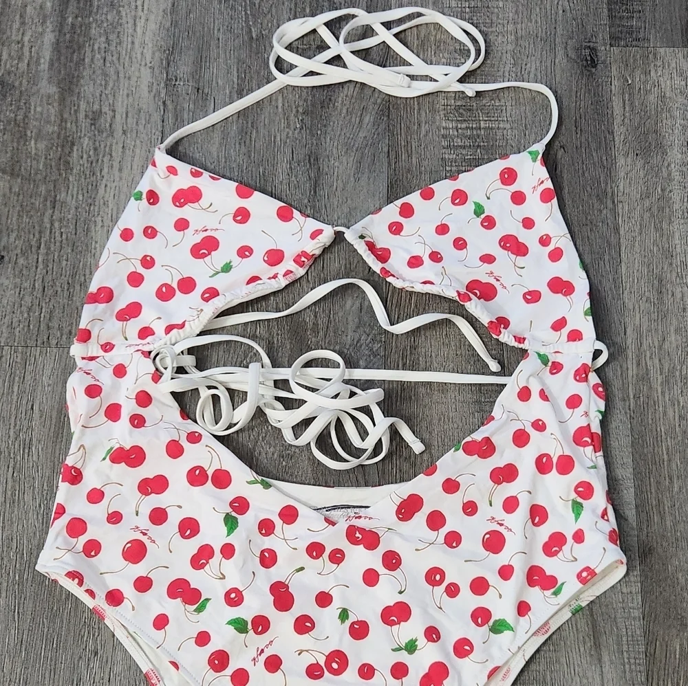 New!Frankie's Bikinis x Sydney Sweeney Gemma‎ Cherry-Print cut-out Swimsuit